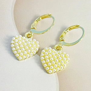 Pink Love Zircon Peach Heart Pearl Earrings Jewelry