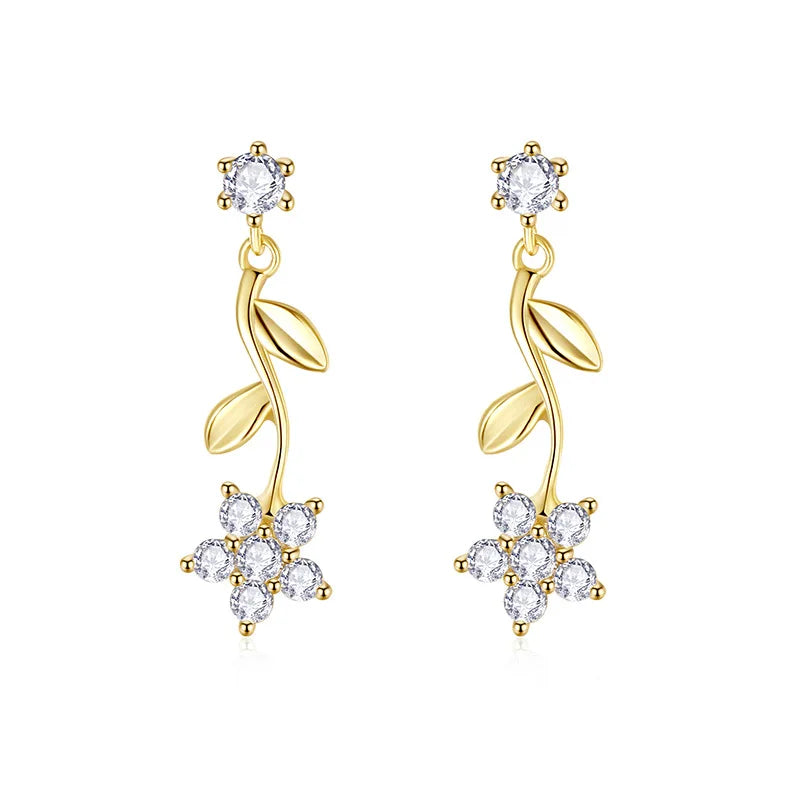 Small Flower Sterling Silver Earrings for Women