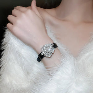 Crystal Pave Rose Flower Bracelets for Women