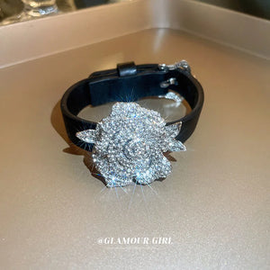 Crystal Pave Rose Flower Bracelets for Women