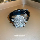 Crystal Pave Rose Flower Bracelets for Women