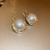 Geometric Circle Pearl Earrings for Women High Temperament Drop Earrings