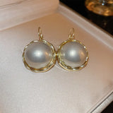 Geometric Circle Pearl Earrings for Women High Temperament Drop Earrings