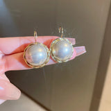 Geometric Circle Pearl Earrings for Women High Temperament Drop Earrings