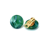 Geometric Resin Clip Earrings Non Pierced Green Red Earcuffs
