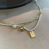 Sweet Pearl Chain Heart Bracelet for Girls