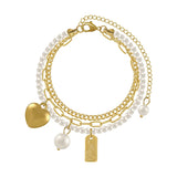 Sweet Pearl Chain Heart Bracelet for Girls