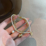 Sweet Pearl Chain Heart Bracelet for Girls