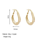 Metal Mesh Crystal Hoop Earrings Women Jewelry Geometric Grid Big Circle