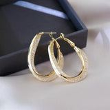 Metal Mesh Crystal Hoop Earrings Women Jewelry Geometric Grid Big Circle