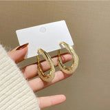 Metal Mesh Crystal Hoop Earrings Women Jewelry Geometric Grid Big Circle