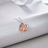 Sweet Love Heart Cz Crystal Pendant Sterling Silver Necklace