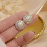 Elegant Rhinestones Pearl Clip Earrings - Non Pierced