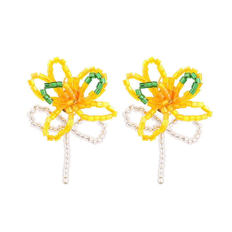 Hand Woven Glass Beads Tassel Earrings for Women