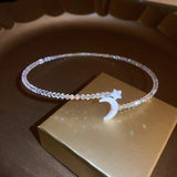 Lady Tiny Moon Star Necklace Crystal Choker Pendant Gift