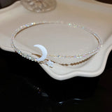 Lady Tiny Moon Star Necklace Crystal Choker Pendant Gift