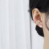 Hot Pearl Leaf Women Earring 14K Real Shine CZ Zirconia Stud Earrings Wedding