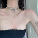 Inlaid Zircon Drop Necklace for Sexy Ladies Party