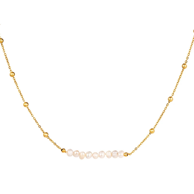 925 Silver Pearl Pendant Necklace Multi-layer Link Chain Collier Femme