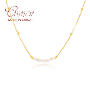 925 Silver Pearl Pendant Necklace Multi-layer Link Chain Collier Femme