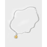 Joker Smiley Face Round OT Buckle S925 Sterling Silver Necklace Female