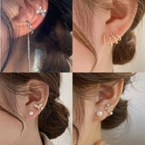 Korean Imitation Pearl Flower Stud Earrings Fishtail Heart Earrings for Women