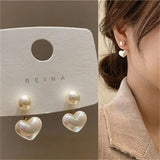 Korean Imitation Pearl Flower Stud Earrings Fishtail Heart Earrings for Women