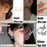 Korean Imitation Pearl Flower Stud Earrings Fishtail Heart Earrings for Women