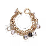 Multilayer Pearl Bracelet Flower Number 5 Pendant Jewelry