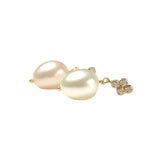18K Natural Baroque Pearl Ear Drop Dangle Stud Earring Women Gift