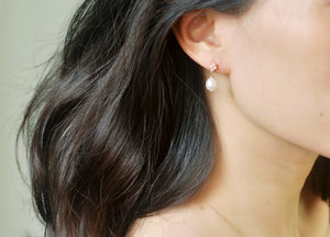 18K Natural Baroque Pearl Ear Drop Dangle Stud Earring Women Gift
