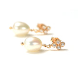 18K Natural Baroque Pearl Ear Drop Dangle Stud Earring Women Gift