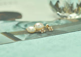 18K Natural Baroque Pearl Ear Drop Dangle Stud Earring Women Gift