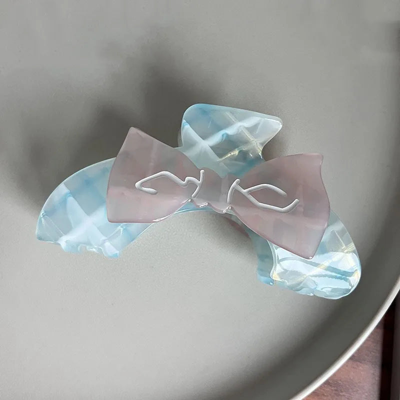 Sweet Acrylic Bowkont Grab Clip Hair Accessories for Women