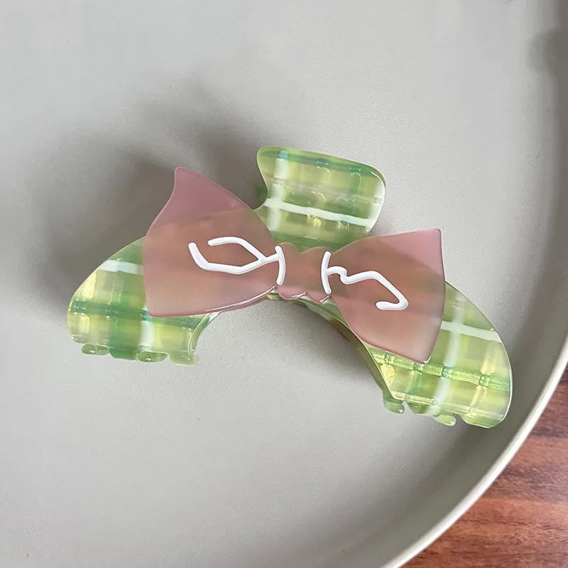 Sweet Acrylic Bowkont Grab Clip Hair Accessories for Women