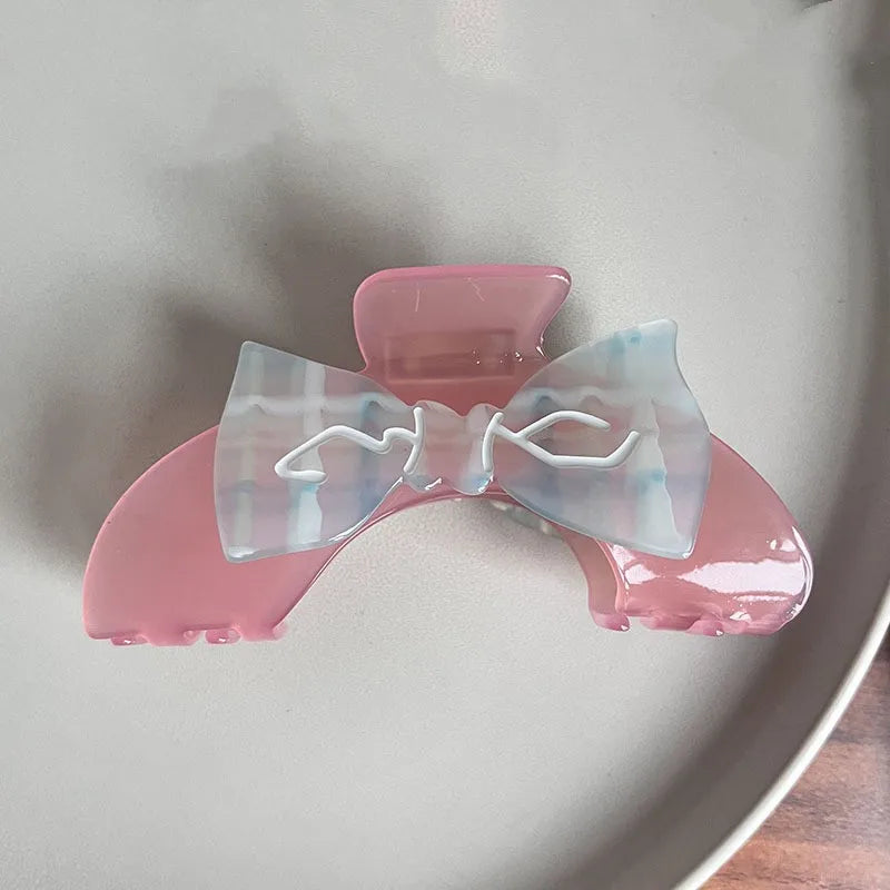 Sweet Acrylic Bowkont Grab Clip Hair Accessories for Women