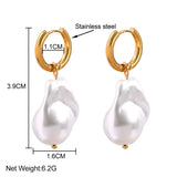 Irregular Pearl Hoop Earrings Stainless Steel Huggie Earring