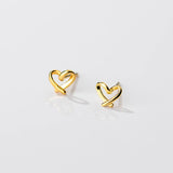 Irregular Heart 925 Sterling Silver Stud Earrings for Women
