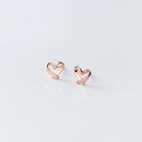 Irregular Heart 925 Sterling Silver Stud Earrings for Women