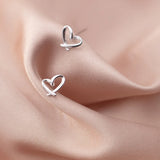 Irregular Heart 925 Sterling Silver Stud Earrings for Women