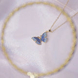 Irregular Pearl Opal Necklace 14K Butterfly Clavicle Chain Choker