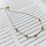 925 Silver Short Chain Necklace Starry Cubic Zirconia Choker