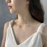 925 Silver Short Chain Necklace Starry Cubic Zirconia Choker
