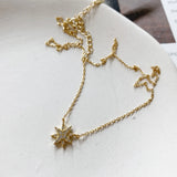 925 Silver Short Chain Necklace Starry Cubic Zirconia Choker