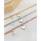 Double Layer Stainless Steel Pearl Bracelets for Women