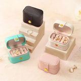 Mini Ring Box Girls Portable Jewelry Box PU Leather Earring Jewelry Storage Box