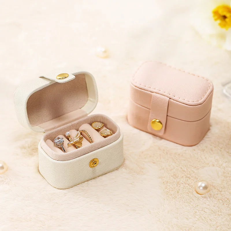 Mini Ring Box Girls Portable Jewelry Box PU Leather Earring Jewelry Storage Box