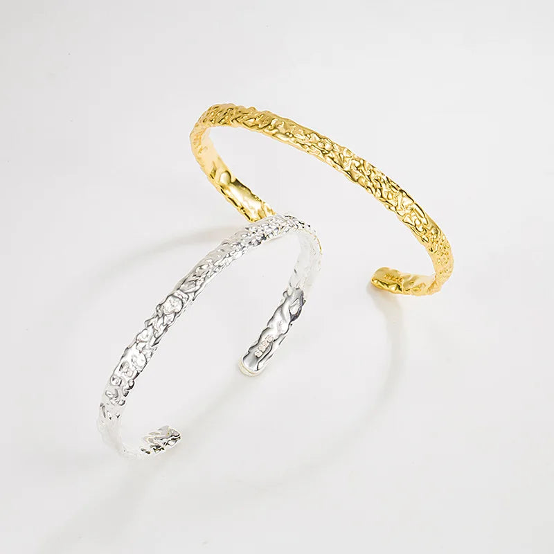 S925 Sterling Silver Open Bracelet Female Irregular All-match
