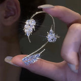 Zircon Feather Ear Clip Women Ear Cuff Earring