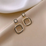 Geometric Square Dangle Earrings Crystal Jewelry Party
